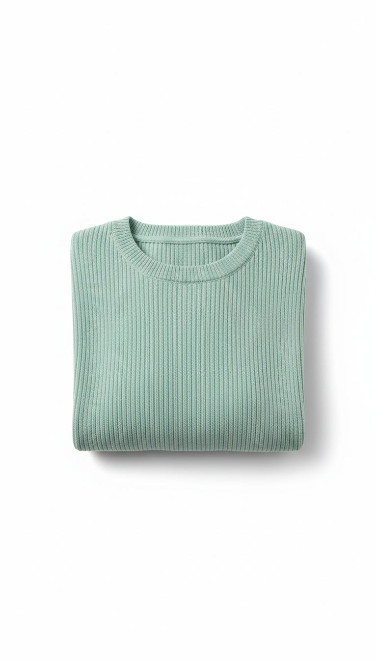 Mint Drop Ribbed Knit Pullover