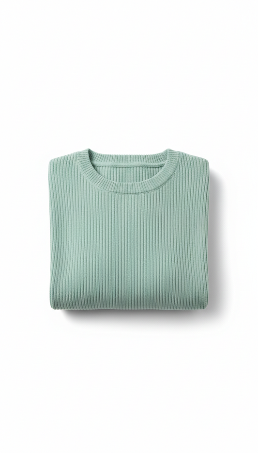 Mint Drop Ribbed Knit Pullover
